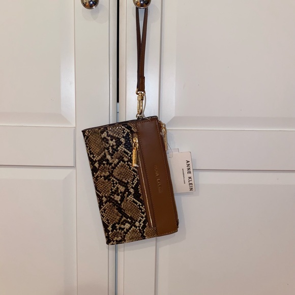 Anne Klein Wallet Wristlet, Color: Chestnut Brown, Faux Snake Skin Design - Picture 11 of 12